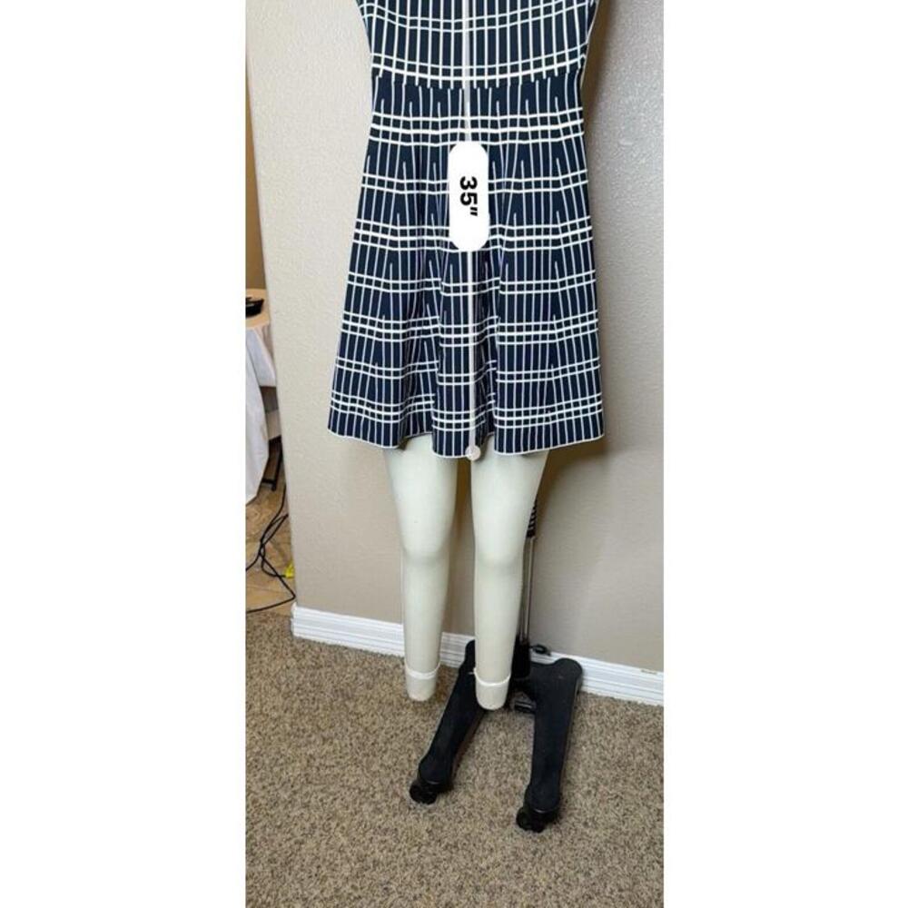 Zara‎ Women Black White Plaid Size S Fit & Flare Dress Empire Waist Stretch Knit - Picture 6 of 7